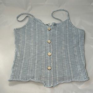 Light blue/white stripe with buttons tank top size large
